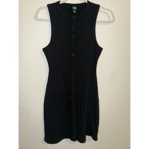 Wild Fable™ Black Sleeveless Ribbed Mini Skater Dress Button-Front Sz S/NWT